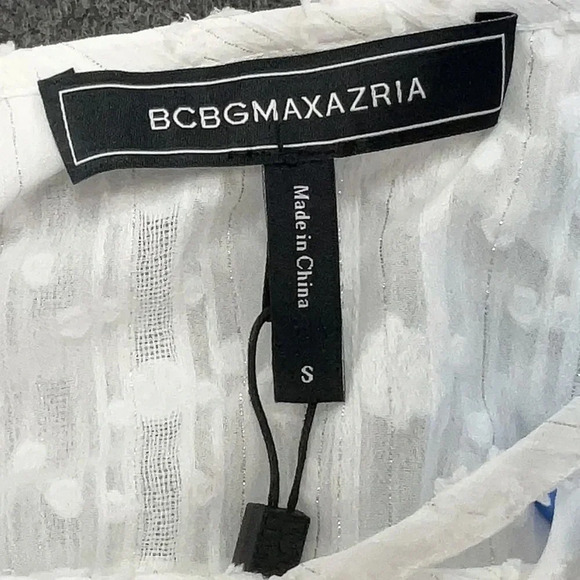 BCBGMAXAZRIA White Tie-Neck Ruffled Blouse Bohemian Boho Women’s Size Small NWT - Picture 4 of 6